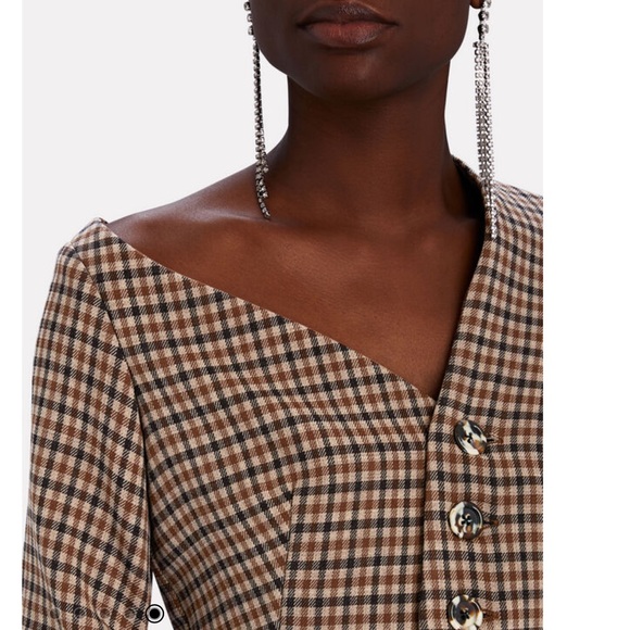 A.w.a.k.e MODE Asymmetric Plaid Wool-Blend Tweed Top - Picture 4 of 7